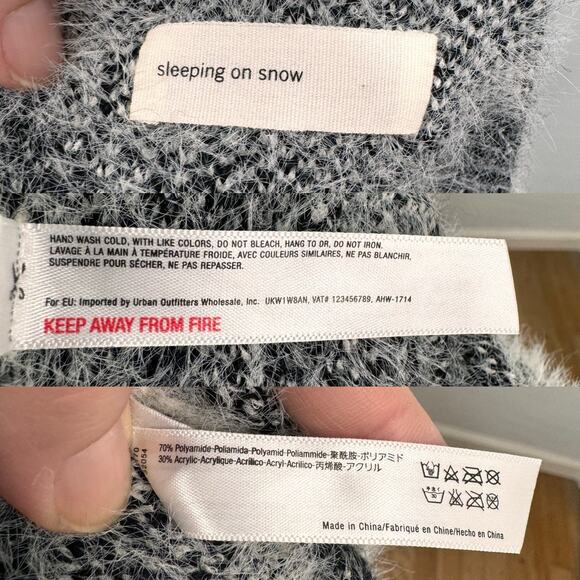 Sleeping on Snow Mod Chevron Kimono Sweater Cream Black Boho Open Front Size OS - Picture 8 of 10